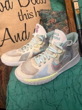 Nike Kyrie Mid-Top Basketball Shoes - Light Tan with Pastel Accents